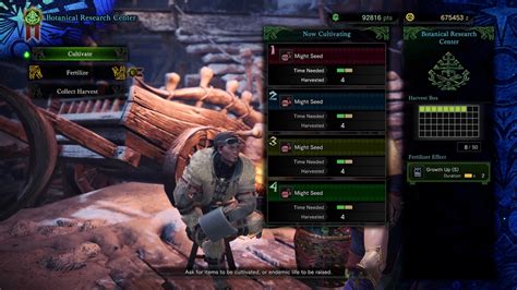monster hunter world botanical research upgrades